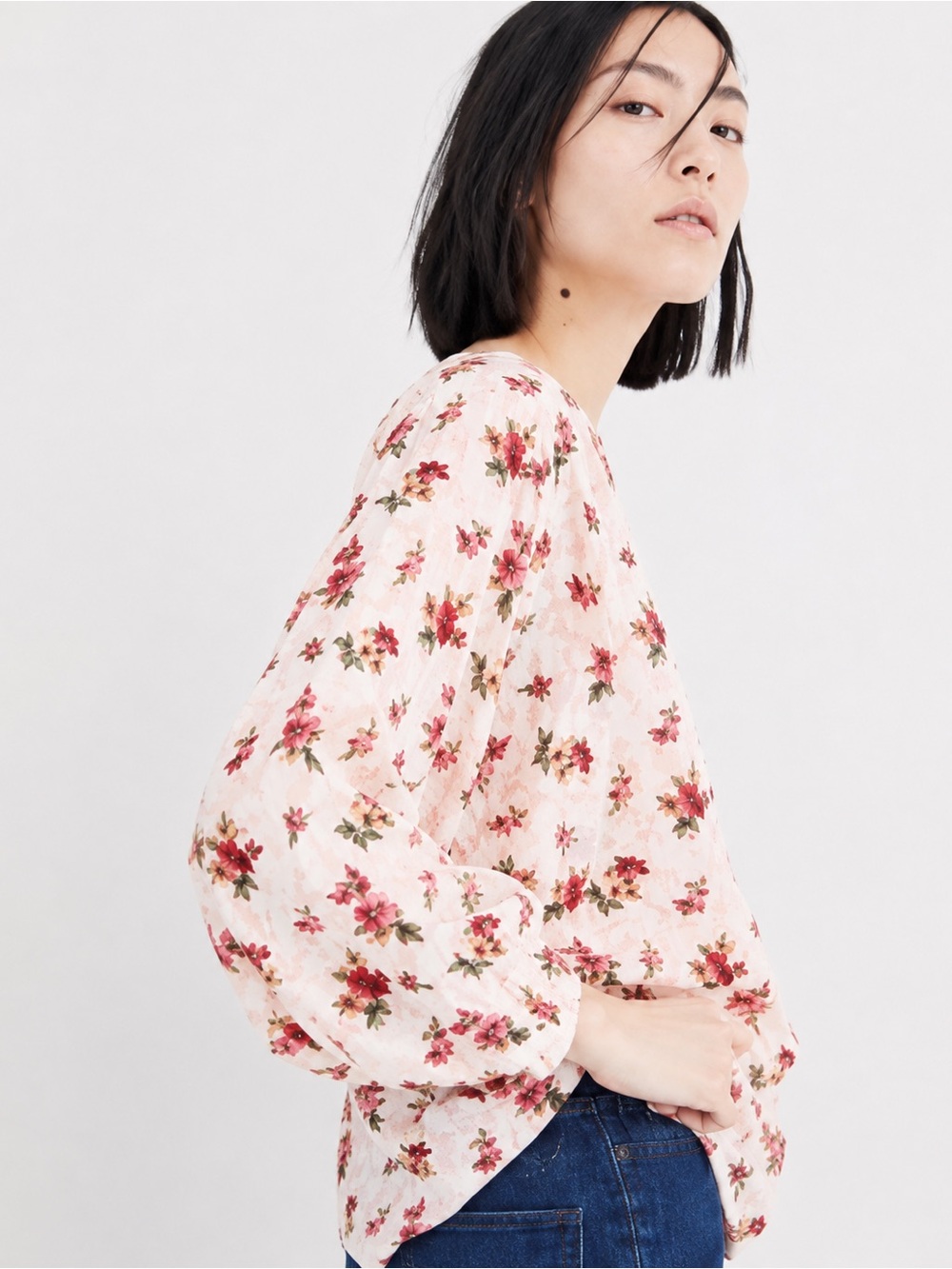 NWT Madewell Raglan Peasant Top in Countryside Blooms Size XL